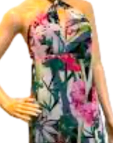 Venus halter maxi dress size 10 medium tropical floral print vacation cruise - Picture 5 of 9